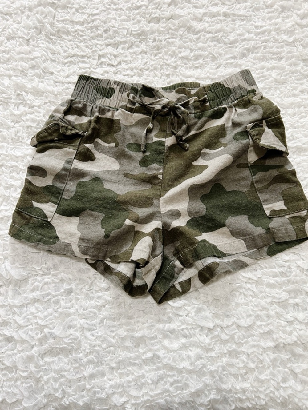 Charlotte Russe Camo Drawstring Utility Shorts Small Linen Cargo Lightweight